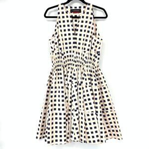 Thakoon Women's Size 6 Geo Printed Cinched Waist Dress Sleeveless Multi Blue